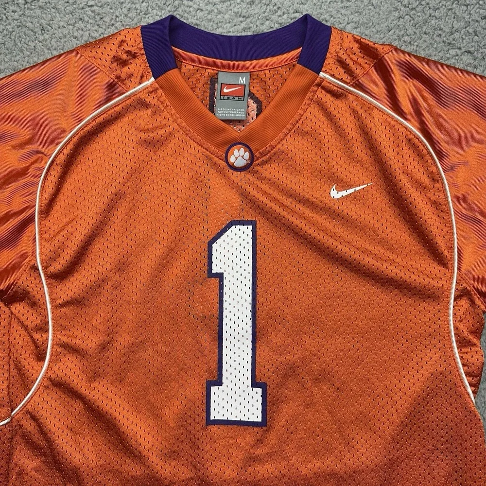 Nike Team Clemson University Tigers Orange #1 Youth Medium Home Football Jersey
